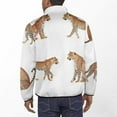 thumbnail image 3 of Four Leopards Graceful Poses White Men's Stand Collar Sweater Long Sleeve Clothing Loose Fit Sports Sweater, 3 of 8