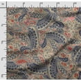 thumbnail image 2 of Soimoi Asian Paisley Printed, Japan Crepe SatinFabric, by The Yard 54 Inch Wide, Decorative Sewing Fabric for Dresses Kimonos Gowns, Dark Blue, 2 of 5