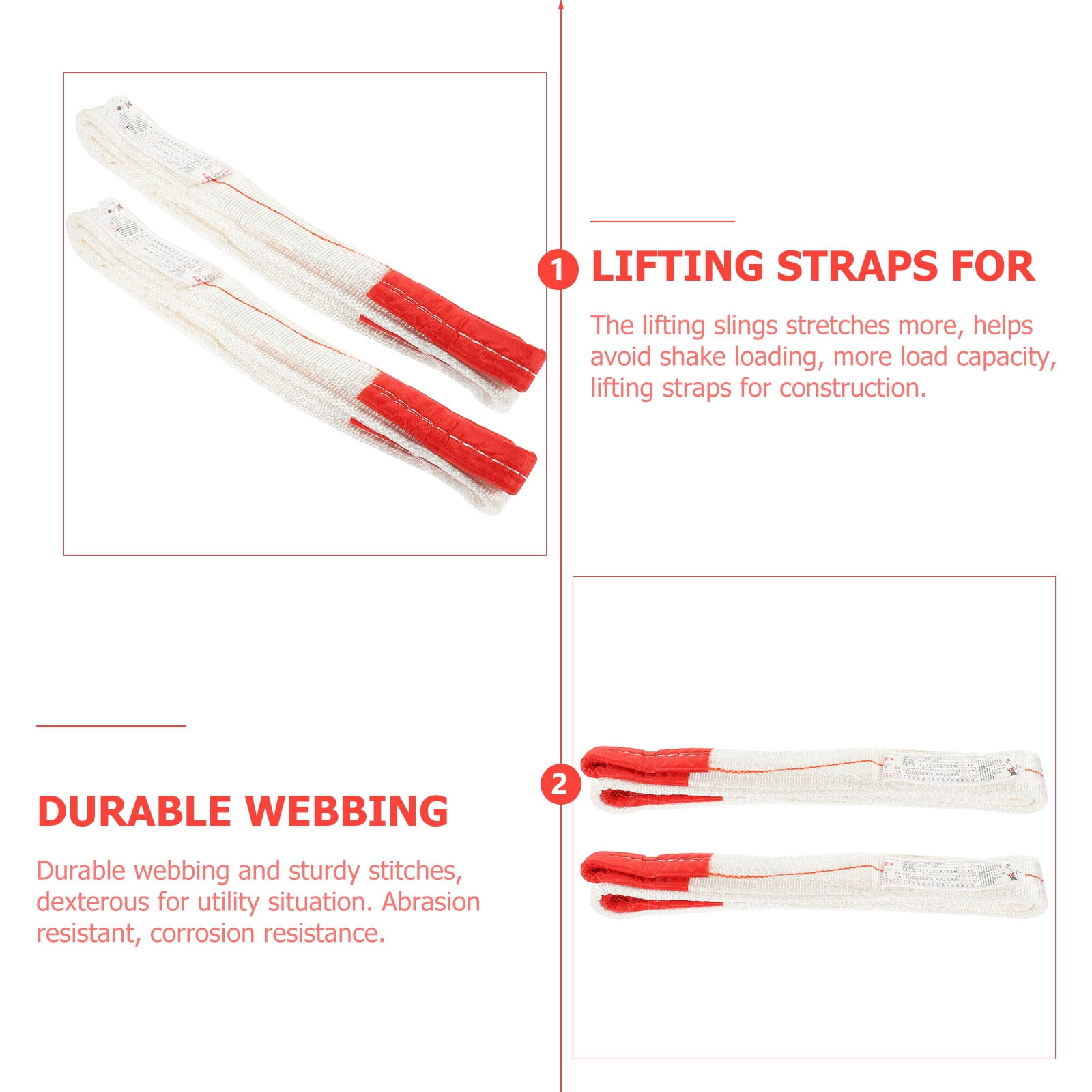 ELAYARD Set of 2 Lightweight Polypropylene Lift Sling Straps for Crane and Heavy Duty Lifting Applications