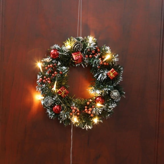 Patgoal 10 LED High Quality Christmas Garland Christmas Wreath Front Door Decorations