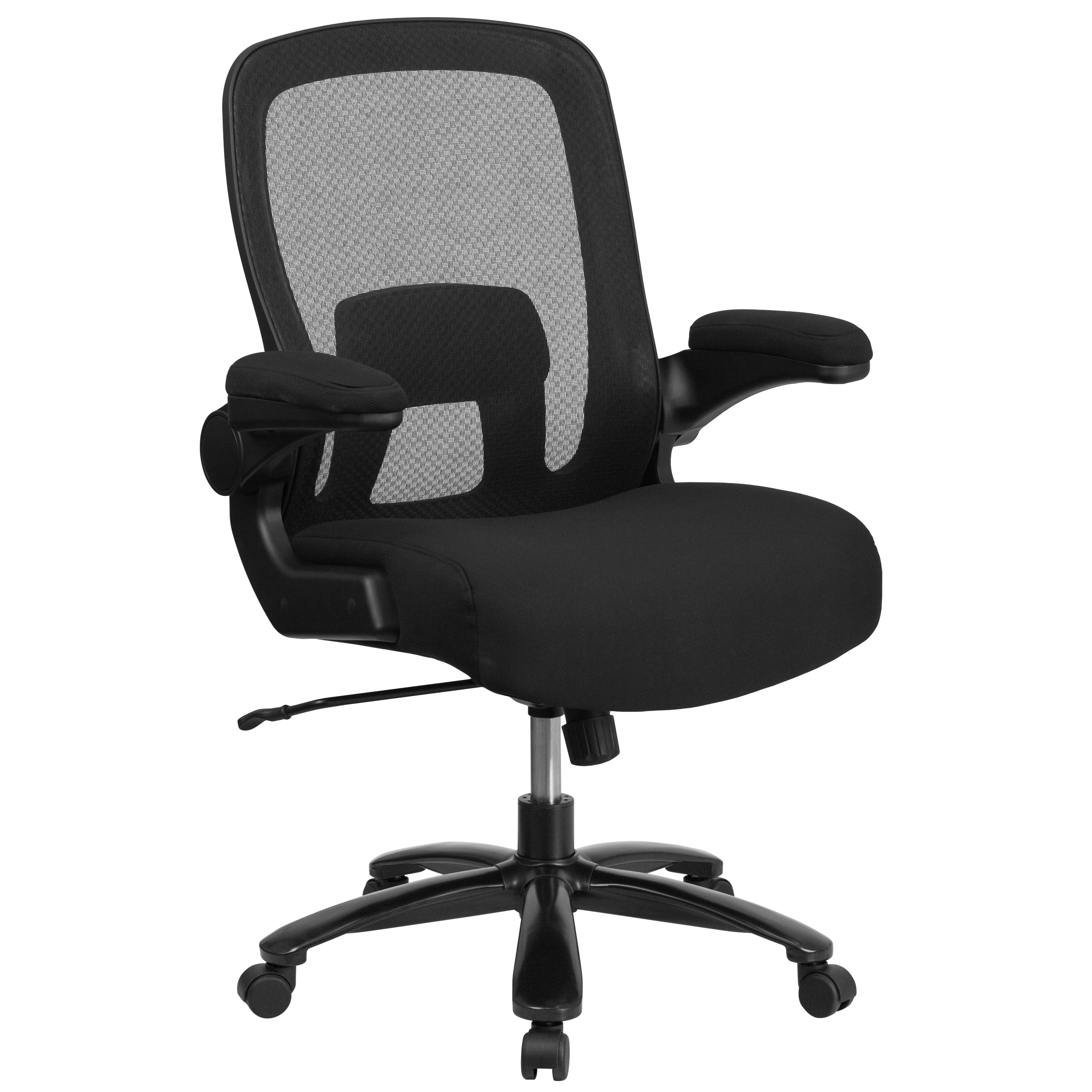 Emma + Oliver 500 lb. Big & Tall Black Mesh/Fabric Ergonomic Office Chair - Adjustable Lumbar