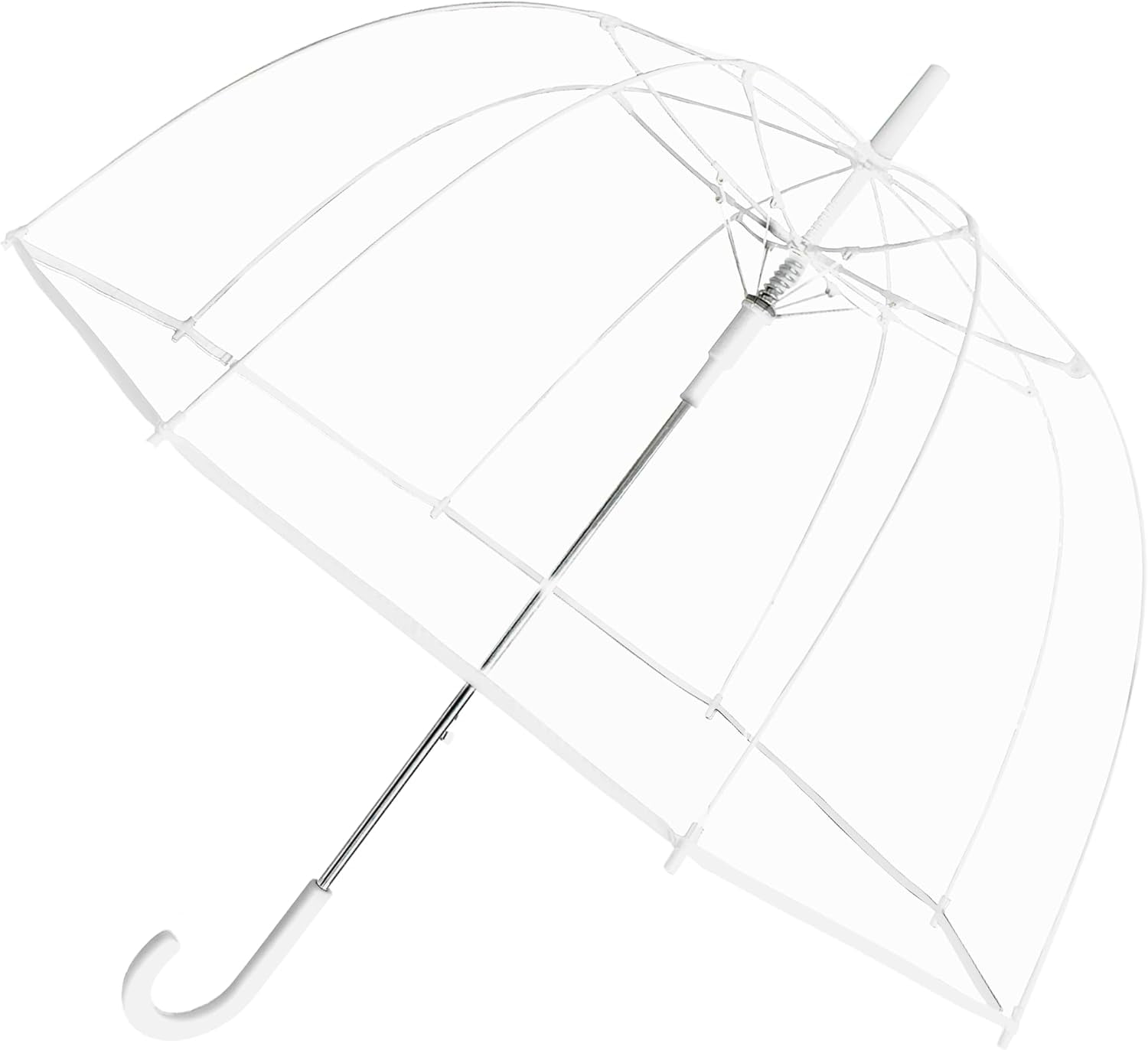 Weather Station Clear Dome Rain Umbrella, Automatic Open, Bubble, Windproof, Waterproof, Lightweight, Full 52 Inch Arc, Stick, Blue