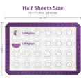 thumbnail image 3 of U-Taste 500ºF Heat Resistant Macaron Silicone Baking Mat, Non Stick Reusable Cookies Pastry Sheet Liner with Edge Enhancement Circle Measurement for Oven (Half Sheets Size, Pack of 2, Purple), 3 of 9