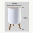 thumbnail image 5 of Modern Trash Can Round Press Cover Wood Grain Tall Standing Trash Basket Large Diameter Bathroom Toilet Trash Basket, 5 of 10