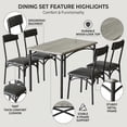 thumbnail image 5 of COZONY Dining Table Set With 4 Soft Cushioned Chairs and 5-Piece Kitchen Table, Featuring a Space-Saving Steel Frame Design for Kitchens, Dining Rooms, Apartments, Studios, Gray, 5 of 9