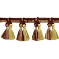 thumbnail image 1 of 2 1/2 Pouces (6cm) Bordure à Franges à Double Gland Style Provincial pour Véranda (Style# TFV025), Rouge Aurore Multicolore #VNT11 (Rouge Foncé, Rouge Rouille, Beige Doré) 18 Yards (54 Pieds/16.5m), 1 of 1