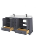 thumbnail image 6 of Ayna Decors Maya 60 in Charcoal Grey Double Sink Bathroom Vanity Set with White Quartz Countertop | 4 Soft Closing Doors | 6 Full Extention Soft Close Drawer | Black Hardware, 6 of 6