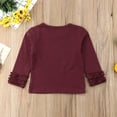 thumbnail image 6 of Faithtur Toddler Baby Girl Long Sleeve T-shirt Crew Neck Cotton Ruffles Solid Color Tops for Spring and Autumn, 6 of 9