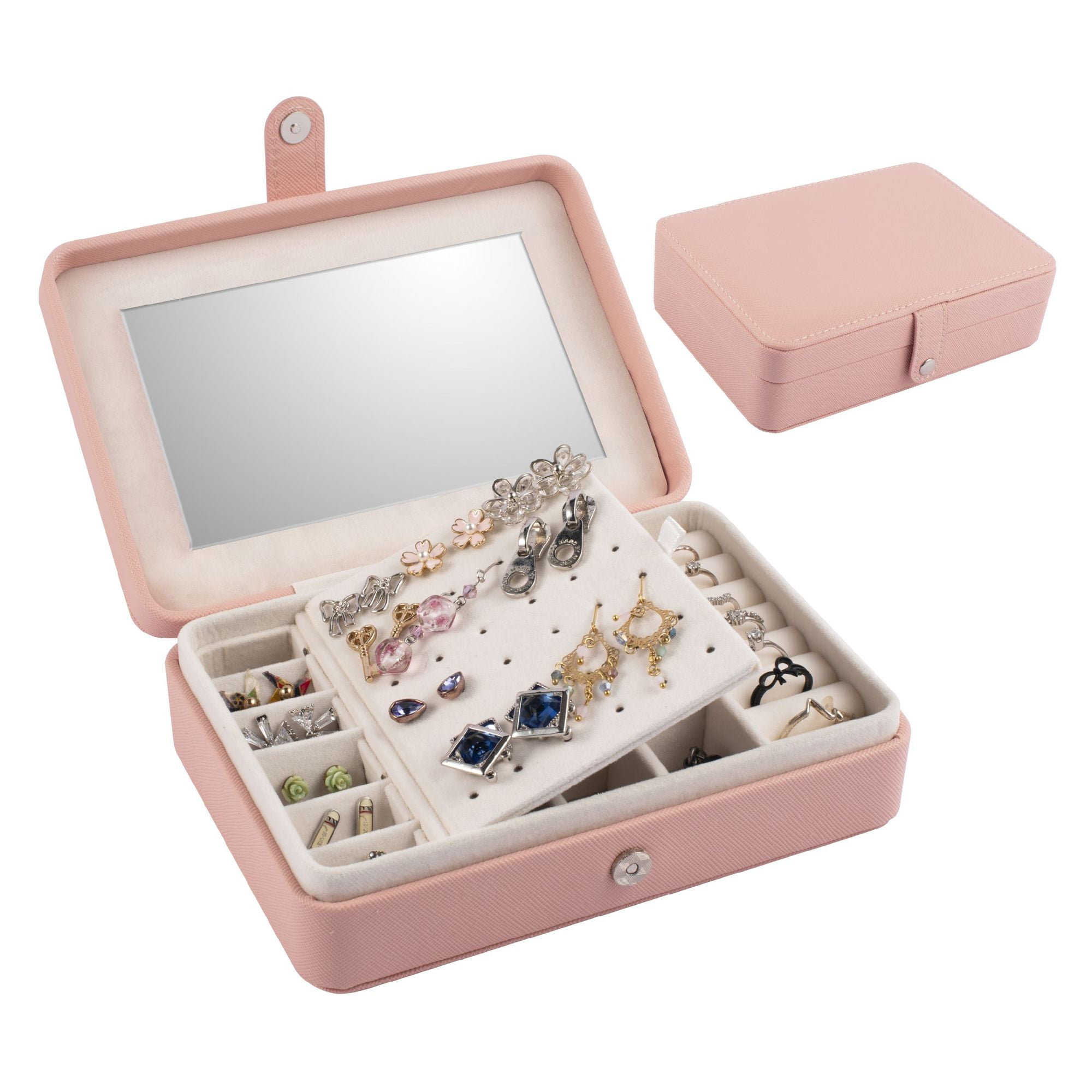 6 Rod Pink Bangle Box Jewelry Case Bracelet Travel Organizer Storage Bag Pouch 