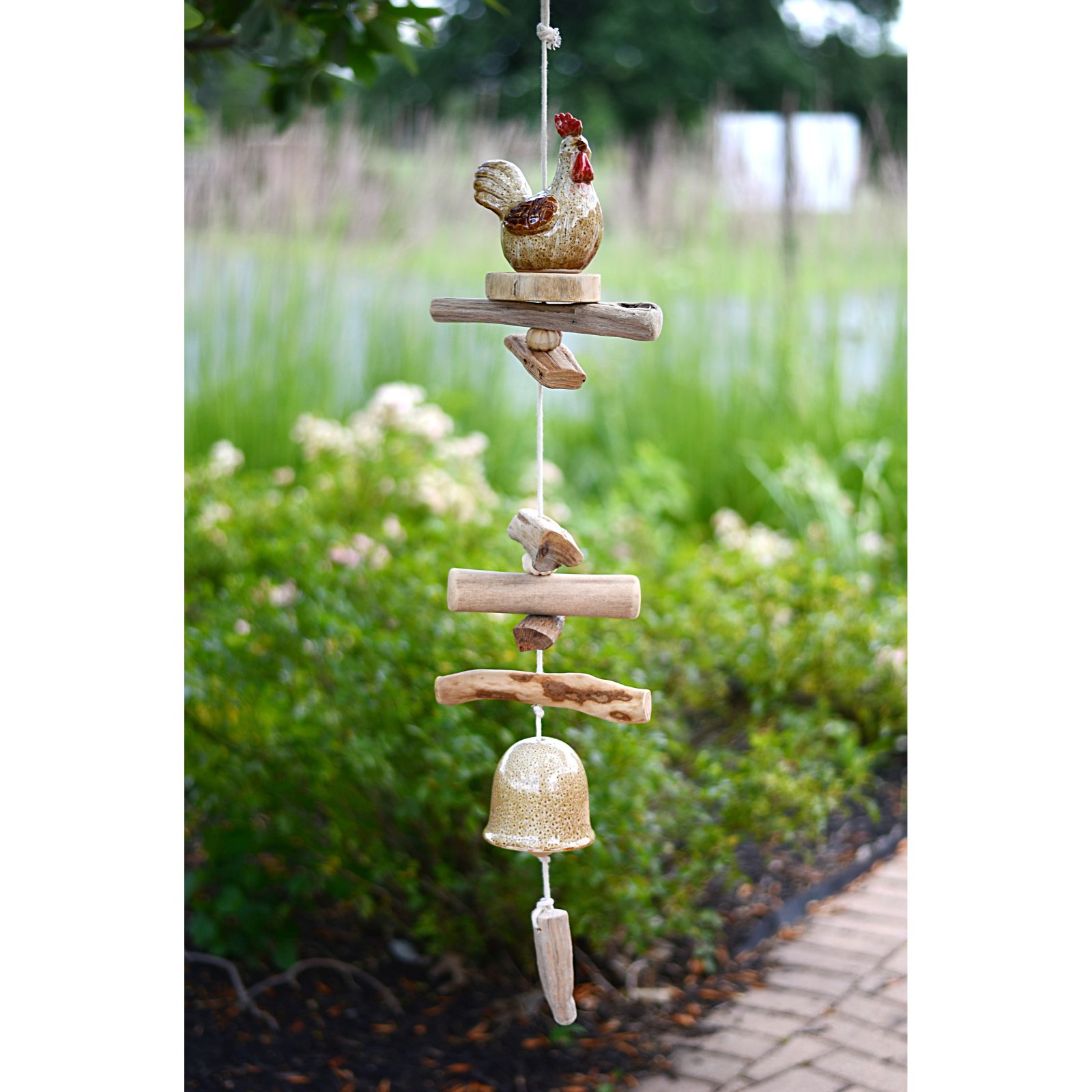 Red Carpet Studios Hanging Wood Rooster Wind Chime