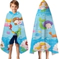 thumbnail image 3 of Mermaid Princess Sea Pattern Hooded Bath Towel，60"x35" for Ages 3 To 12 Kids, Quick Dry Lightweight Soft Microfiber Hood Beach Towel Cover Up for Kids, 3 of 7