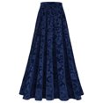 thumbnail image 2 of Zaldita Womens Retro Vintage Floral Jacquard Skirt Elastic High Waisted Casual A-Line Velvet Long Maxi Skirts Blue XL, 2 of 4