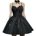 thumbnail image 5 of FEOYA Women's A Line Skater Vintage Gothic Lace Spaghetti Strap Dress, 5 of 8
