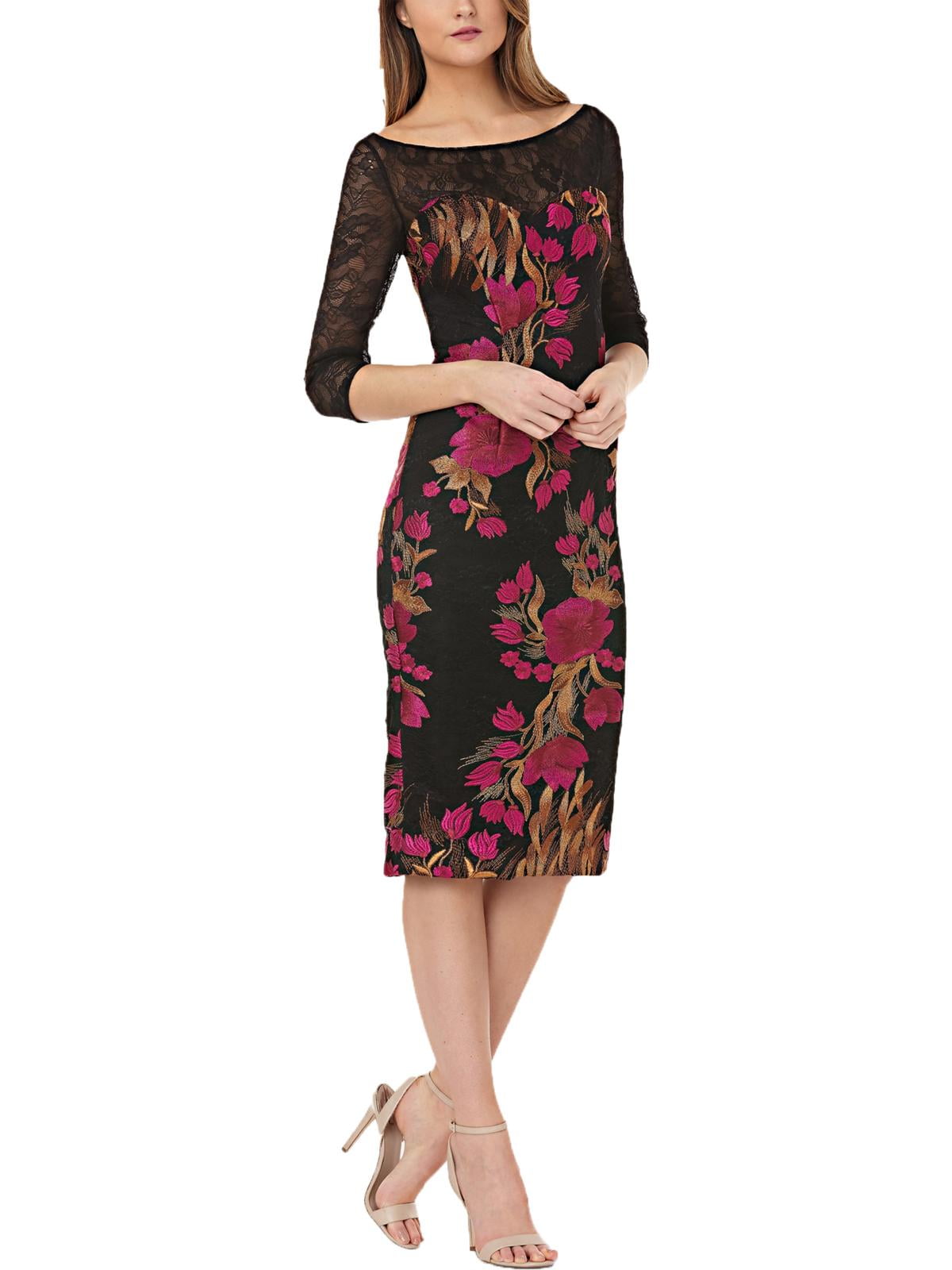 js collections illusion neck sheath dress