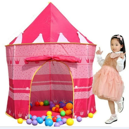 Princess Castle Play Tent with Glow in the Dark Stars, conveniently folds in to a Carrying Case, your kids will enjoy this Foldable Pop Up pink play tent/house toy for Indoor & Outdoor Use