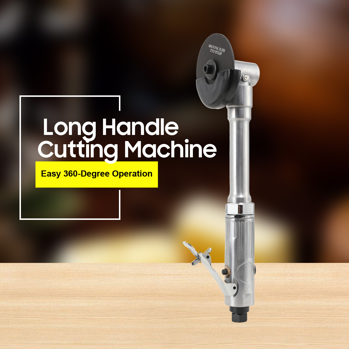 ECUTEE 1/4" Air Grinder, Air ‎Right Angle Die Grinder, Air Angle Edge Die Grinder Cutter Polisher Air Tool with Long Handle Safety Cover, 90PSI 18000RPM Long Handle Cutting Machine