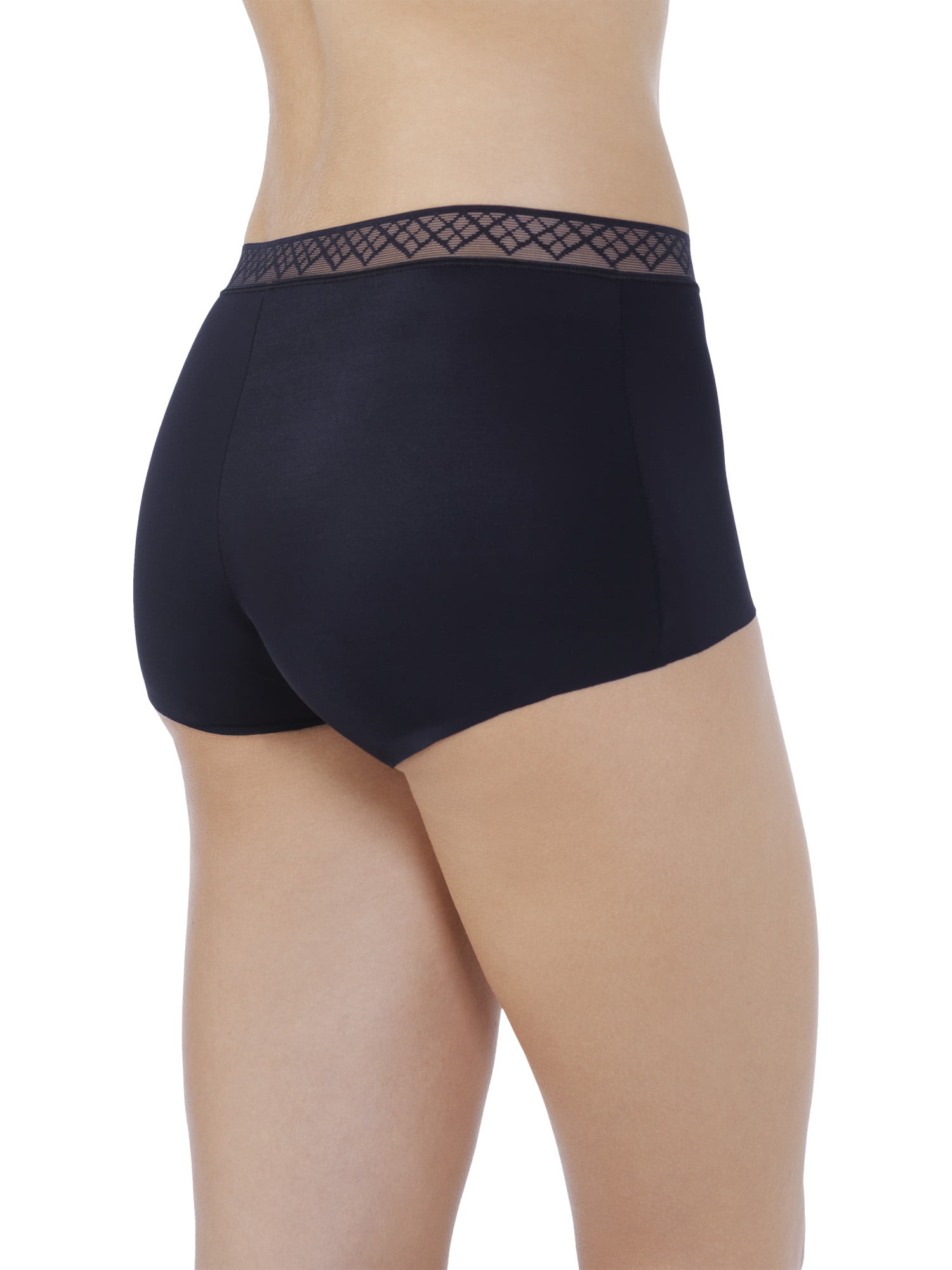 Women's Vassarette 12383 Invisibly Smooth Boyshort Panty (Black Sable XL)