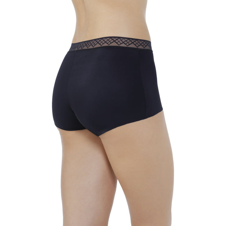 Women's Vassarette 12383 Invisibly Smooth Boyshort Panty (Black Sable XL) 