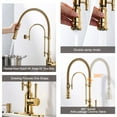 thumbnail image 4 of Wowow 20.7 in.Single Handle Convenient Pull Down Sprayer Kitchen Faucet in Brushed Gold with Soap Dispenser, 4 of 7
