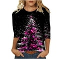 thumbnail image 2 of VKOYWKM Merry Christmas T Shirts for Women Chritmas Tree Graphic T Shirts 3/4 Sleeve Crew Neck Holiday Tops Fall Loose Fit Tunic Blouses Christmas Gifts, 2 of 5