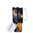 thumbnail image 2 of Stainless Steel Tumbler with Straw and Handle, Double Wall Insulated Tumblers, Halloween-themed with Ghosts, 2 of 9