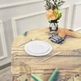 thumbnail image 6 of SKYSONIC Summer Holiday Seashells Round Tablecloth 60inch Indoor Wrinkle Free, Vintage Retro Wooden Circular Lace Table Cover Washable for Kitchen Party BBQ Dining Decor, 6 of 7