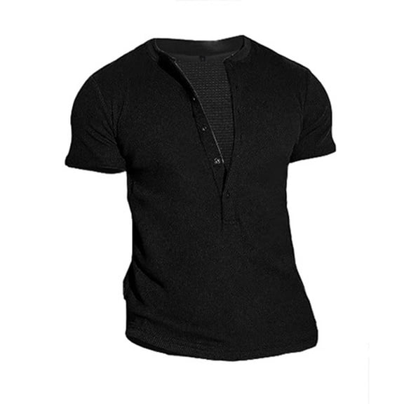 Npasoilc Summer Half Button Shirts for Men Vintage Short Sleeve Pullover Tops Lightweight Comfy T-shirts Casual Slim-Fit T-Shirts