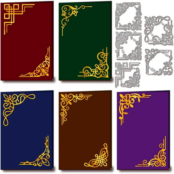 10Pcs Frame Corners Cutting Dies for Card Making Flower Lace Corner Die Cuts Carbon Steel Embossing Stencils Template for DIY Scrapbooking Album Craft Decor DIY