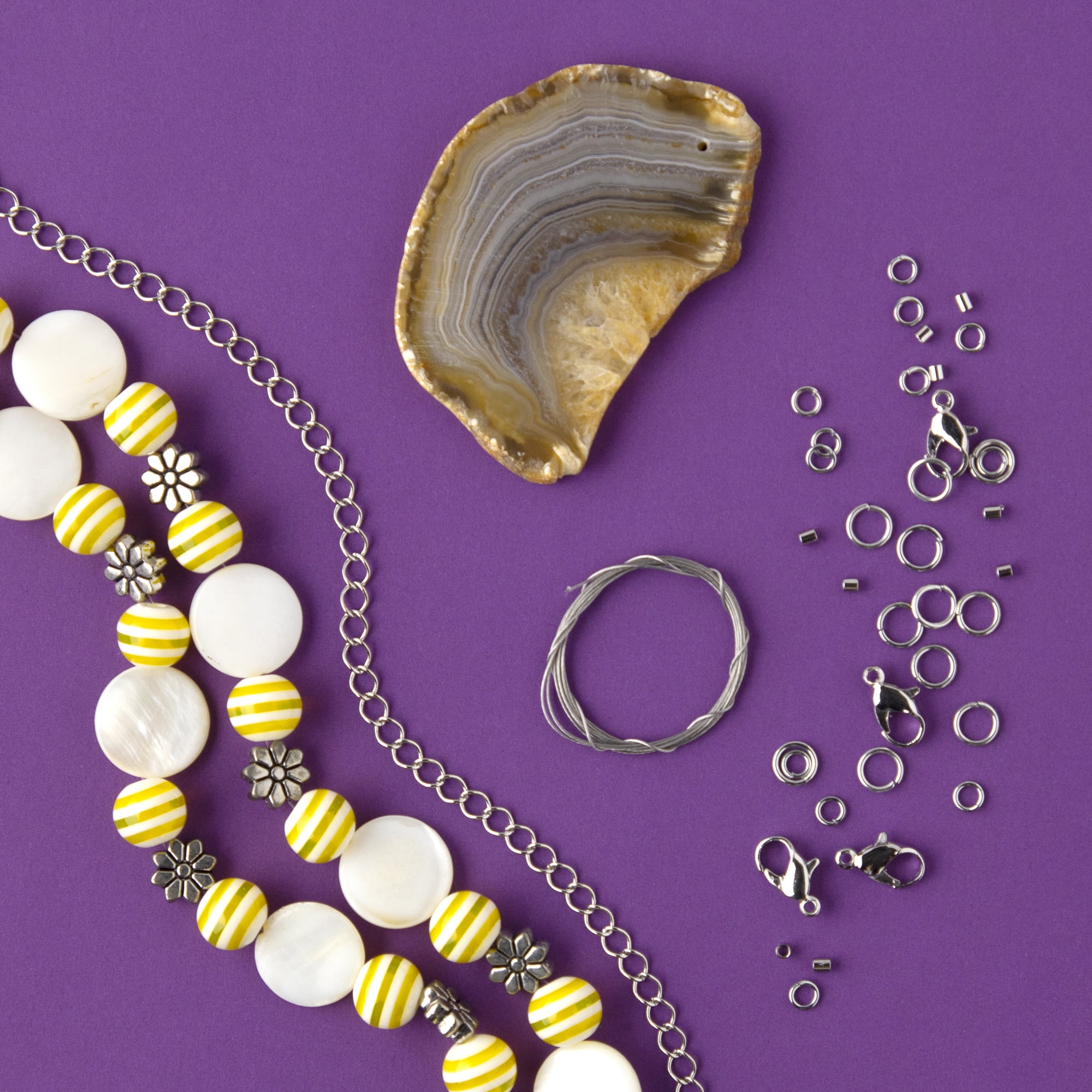 Cousin DIY Glass Clear Crackle Beads with Caps Strand, Unisex, 99 Pieces