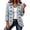 1Blue, variant on Women's Lapel Floral Embroidery Ruffled Double Button Front Jacket Long Sleeve Slim Outerwear for Daily Casual Wear