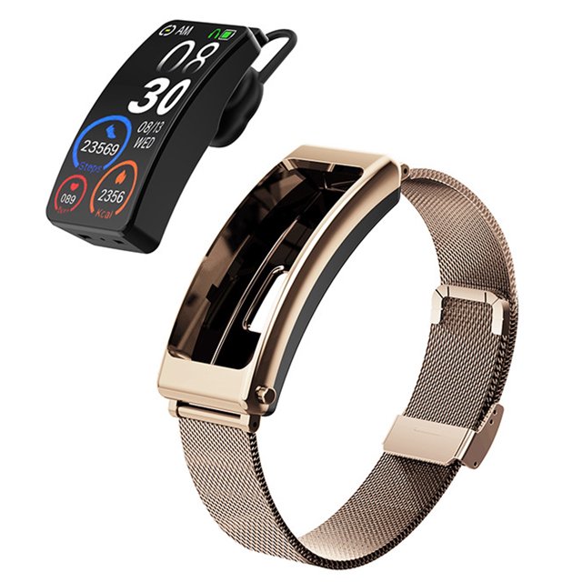 Pulsera inteligente con auriculares integrados: pantalla táctil, resistente al agua, conectividad inalámbrica, reproducción de música, contador de pasos