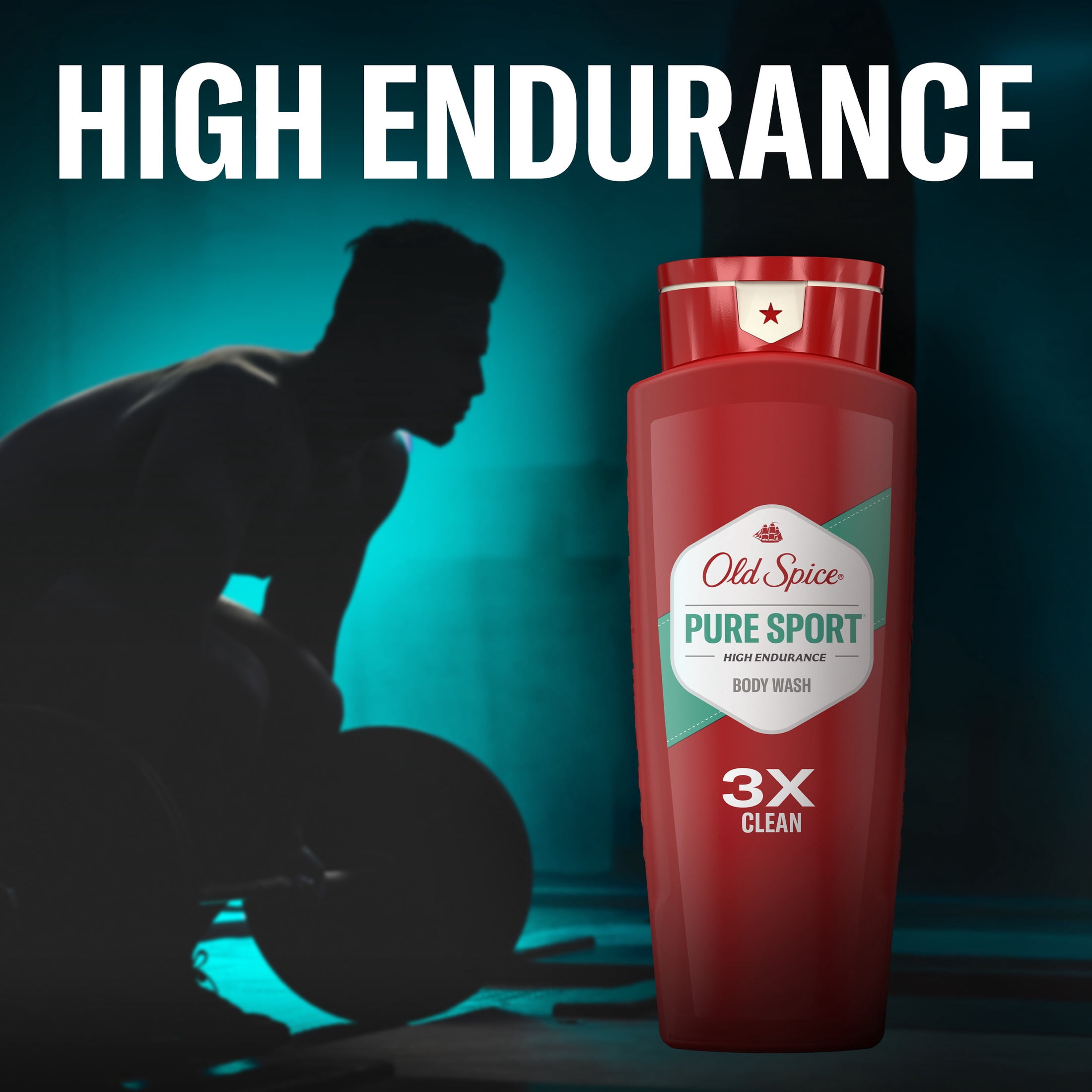 (4 pack) Old Spice High Endurance Body Wash for Men, Pure Sport Scent, 24 FL OZ (709 mL) Twin Pack