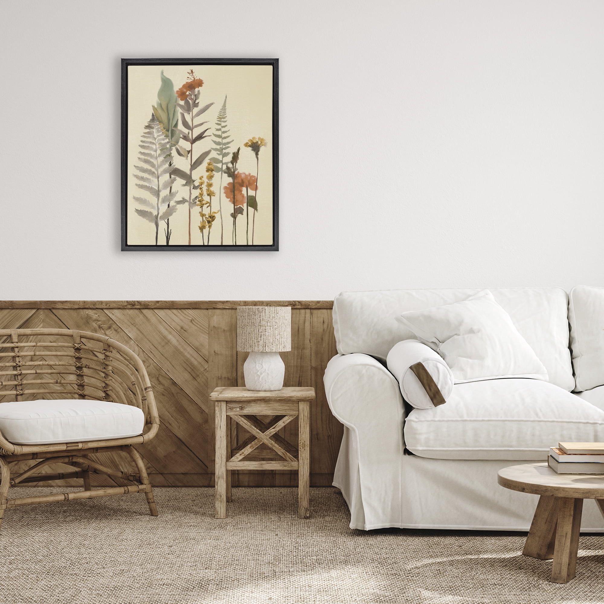 Stupell Industries Fall Botanicals and Ferns Black Framed Floater Canvas Wall Art, design by Elizabeth Medley