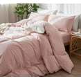 thumbnail image 5 of MooMee Duvet Cover Set 100% Washed Cotton Linen Like Textured Breathable 2 Piece (Pale Pink, Twin), 5 of 6