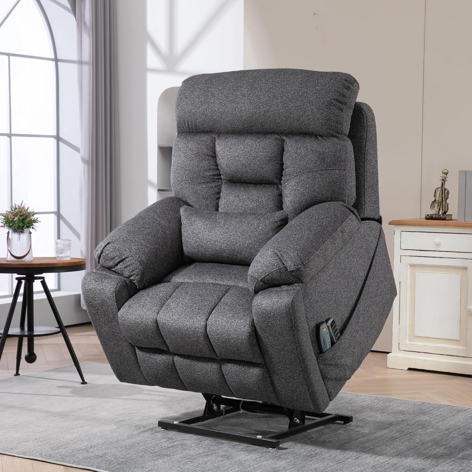 Lay Flat Power Lift Recliner Chair, | 400lbs | 25.5in Extra Wide | 4-Motor | Heat, Massage, Hidden Cup Holder, Sleeping | Big Man, Elderly