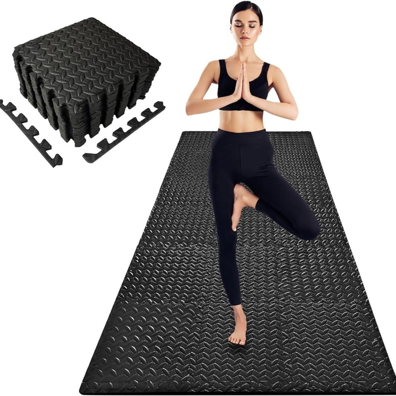 Fitness Interlocking Foam Mats (16-Pack) - Yoga Mats 30x30cm EVA Non-Slip Flooring Suitable for Home Gyms and Yoga Rooms