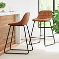 thumbnail image 5 of LUE BONA 24'' Counter Height Bar Stools with Back, Faux Leather for Home Kithchen Island, Red Brown, 5 of 10