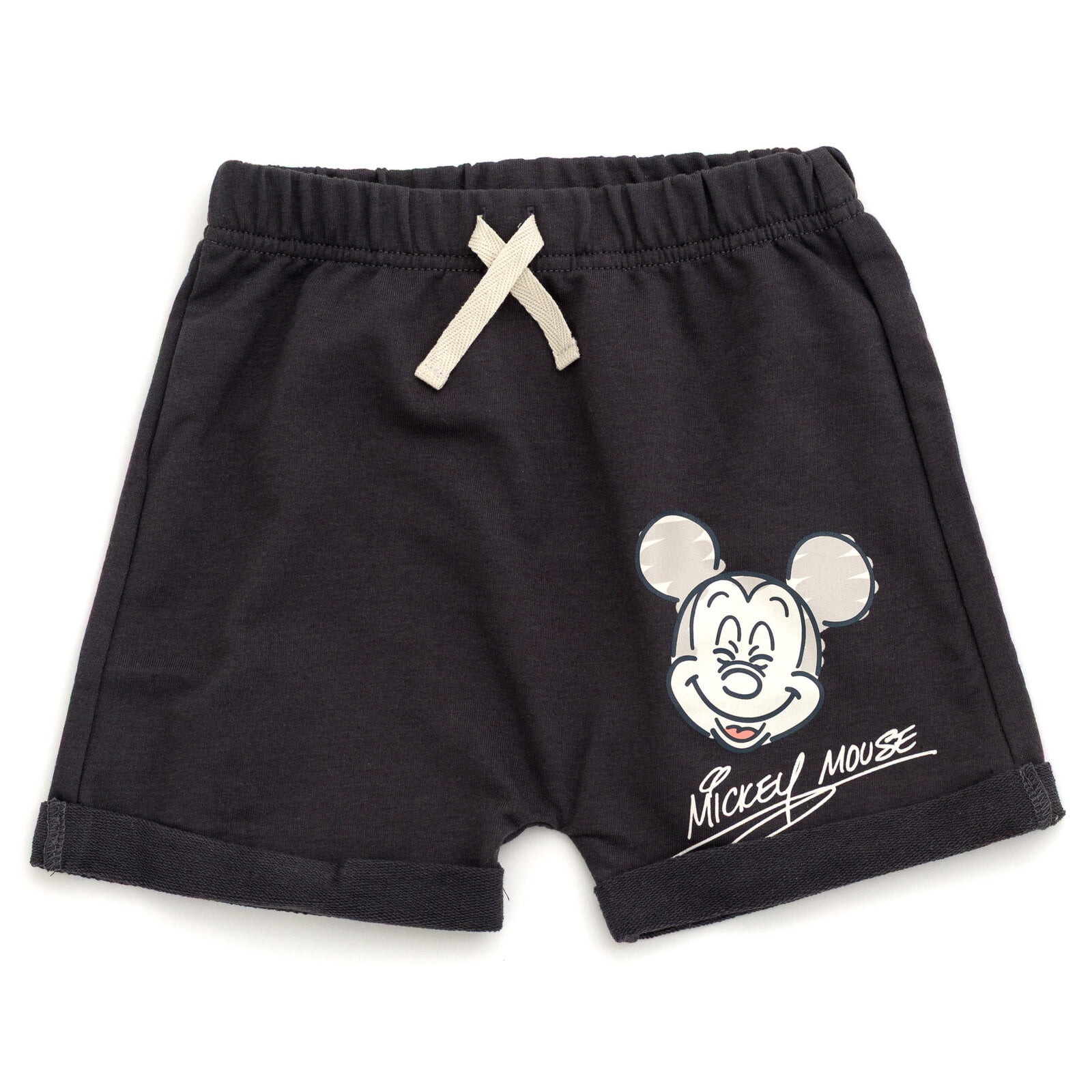 Disney Mickey Mouse Baby Boys' 2-Piece Hooded Tee and Shorts Set Dark Grey Mickey