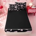 thumbnail image 4 of meiyoeat Pink Ribbon Bow Zipper Full Size Comforter Sets with Fitted Sheet and 2 Pillowcases For Kids,Cute Minimalist Bow Zipper Bedding Set For Girls,Black Reversible,4-Piece, 4 of 7