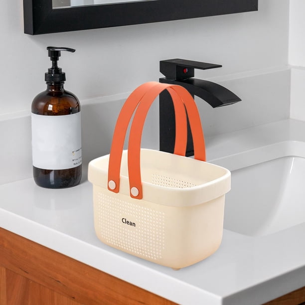 Bolsa de aseo BLESIY Cesta organizadora para carrito de ducha naranja y blanco