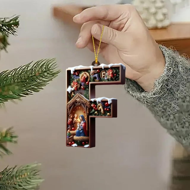 Adornos navideños personalizados con letras del alfabeto | Decoraciones colgantes con letras para árbol de Navidad, coronas y decoración navideña del hogar