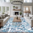 thumbnail image 3 of 6'x9' Area Rugs, Blue Paisley Indoor Outdoor Area Rug for Living Room Bedroom, Ethnic Abstract Art Vintage Washable Bathroom Rugs Kitchen Floor Carpet Mats Home Decor Aesthetic, 3 of 8