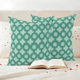 thumbnail image 3 of Teal Green Floral Outdoor Waterproof Pillow Covers, Spring Flowers Modern Abstract Art Farmhouse Decorative Square Throw Pillowcase Sofa Cushion Sham for Patio/Couch/Chair, 18"x18" 2 Pack, 3 of 8