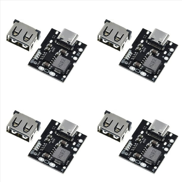 4X Convertidor Elevador USB Tipo C 5V 2A Módulo de Potencia Elevador Placa de Protección de Carga de Batería de Litio Cargador DIY, Sin Soldadura