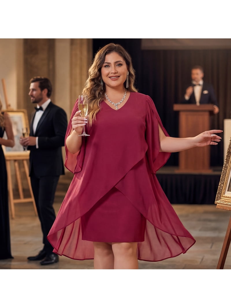 Agnes Orinda Women's Plus Size Formal Dress V Neck Chiffon Overlay Wedding Guest Cocktail Party Mesh Dresses 4X Red - Walmart.com Agnes Orinda Women's Plus Size Formal Dress V Neck Chiffon Overlay Wedding Guest Cocktail Party Mesh Dresses 4X Red - Walmart.com