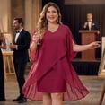 thumbnail image 2 of Agnes Orinda Women's Plus Size Formal Dress V Neck Chiffon Overlay Wedding Guest Cocktail Party Mesh Dresses 4X Red, 2 of 8