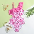 DVKOVI Swimsuit for 5 to 10 Years Girls Print One Piece Bathing Suit with Ruffles Little Girl