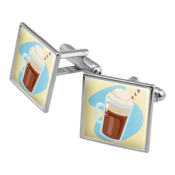 Root Beer Float Square Cufflink Set - Silver or Gold