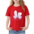 thumbnail image 3 of Piuwrlz 11-12 Years Girls Short T-Shirts Sleeve Teen Graphic Shirts Tops Crew Neck Bow-knot Pullover Red Size 11-12 Years, 3 of 7