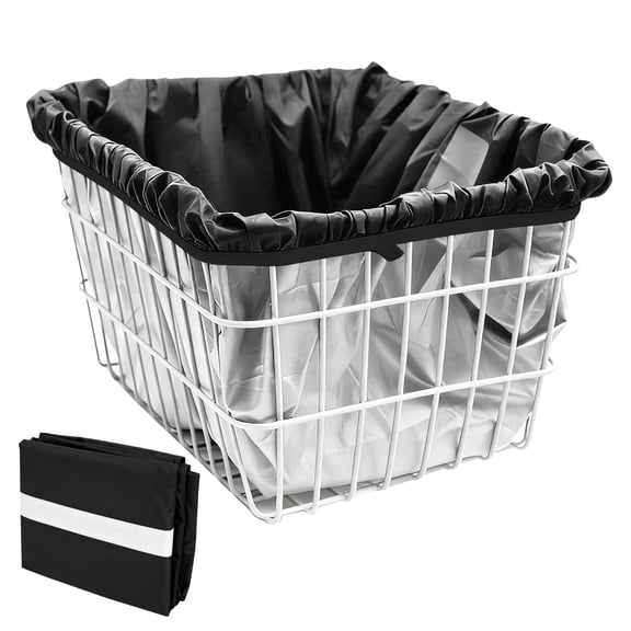 Bike Basket Liner, Waterproof Rain Cover for Rear Bike Baskets, Reflective, Foldable Oxford Cloth, Long-lasting Protection for Wire Mesh Baskets